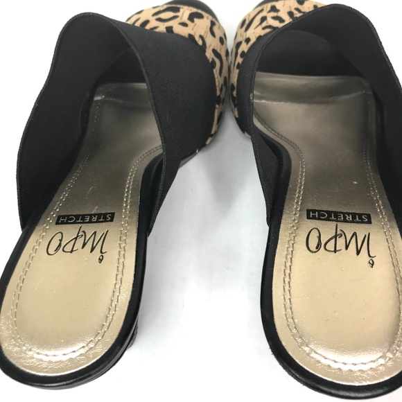 Open Toe Wedge Heels Leopard Stretchy Slide On Imp - Picture 5 of 5